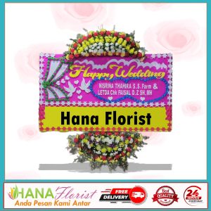 bunga papan happy wedding